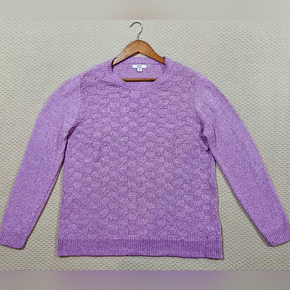 Croft & Barrow Lilac Lavender Purple Modern‎ Crew Neck Knit Sweater Size XL